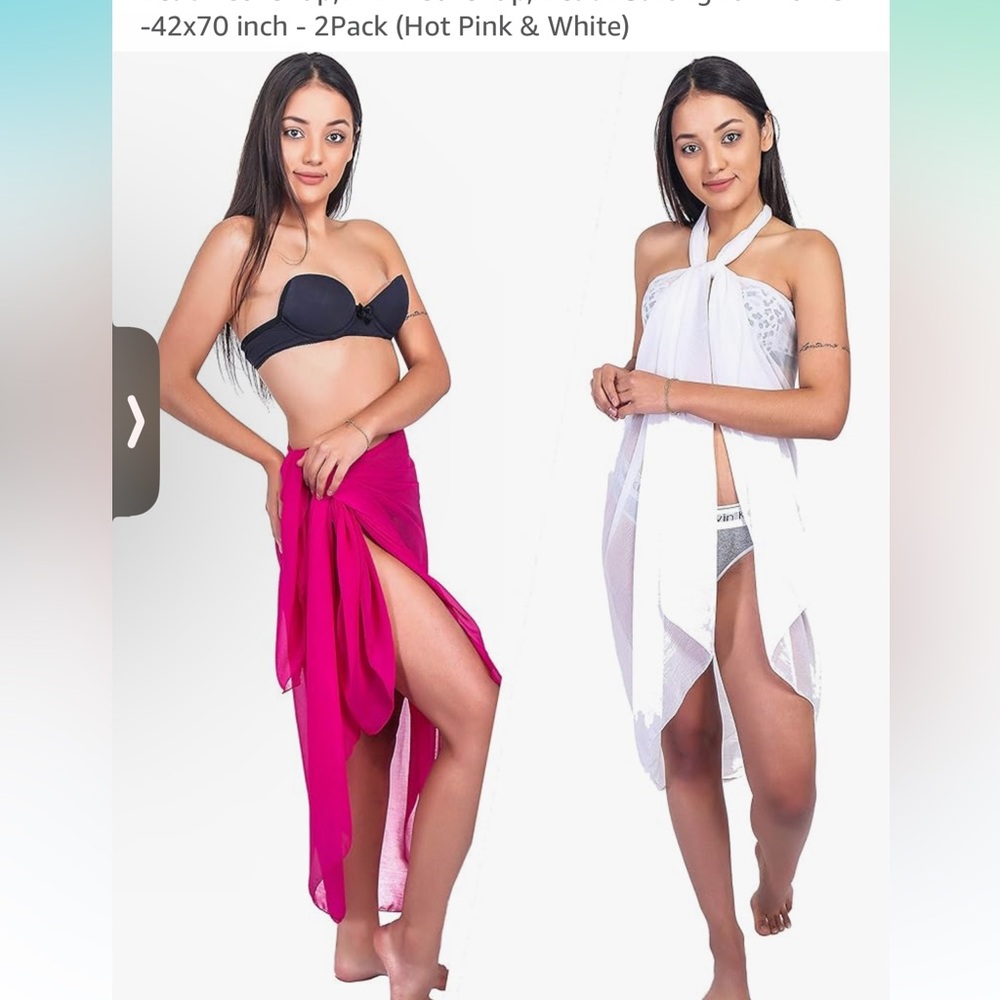 (5/$30 deal)
Pink and White Swim Sarong Set for Chic Beach Style
